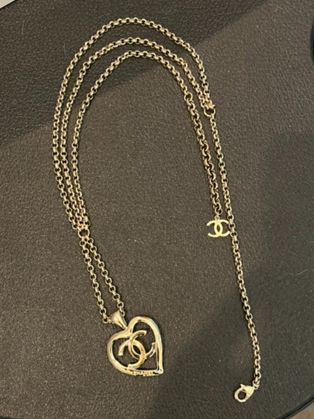 Chanel Gold CC Heart Chain Necklace Belt Convertible 33” Champagne Gold